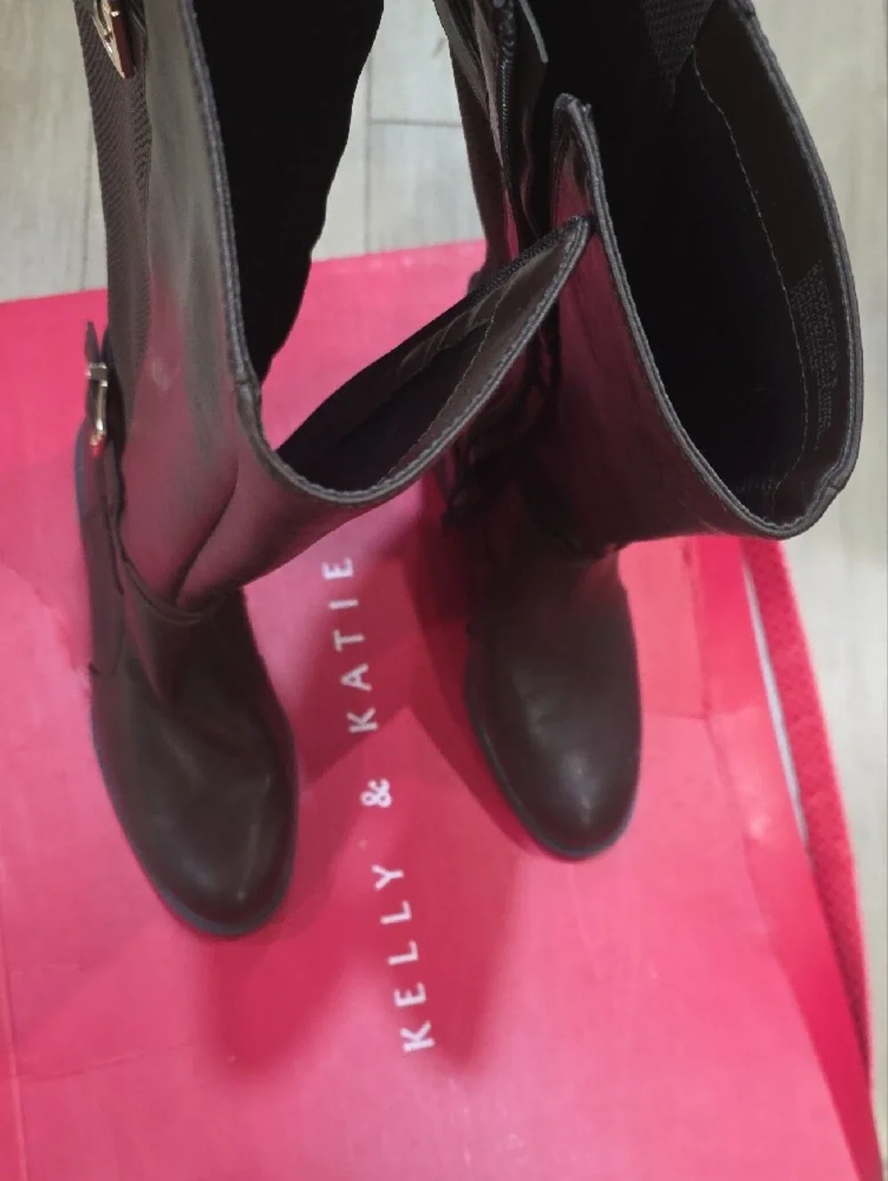 Over-the-Knee Black Boots with Side Zip - Unbranded